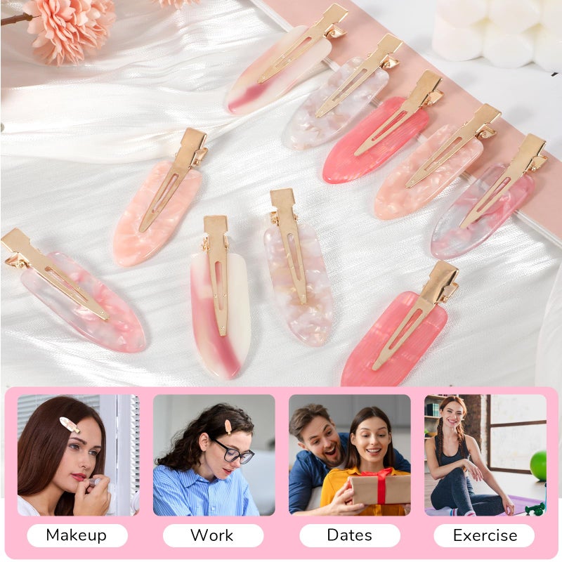 Psyqtsuary 10 Pcs No Crease Hair Clips, No Bend Hair Clips Glitter Pink Bangs Clip Bridesmaid Barrettes for Makeup Creaseless Barrettes Bridesmaid Gifts HairSetting Clip - Image 3